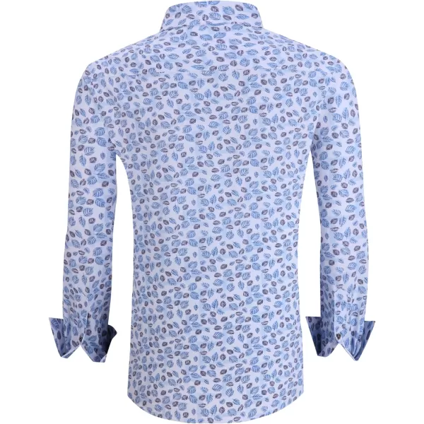 Alex Vando Mens Button Down Shirts Wrinkle Free 4-Way Stretch Print Business Casual Shirt