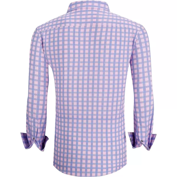 Alex Vando Mens Button Down Shirts Wrinkle Free 4-Way Stretch Print Business Casual Shirt