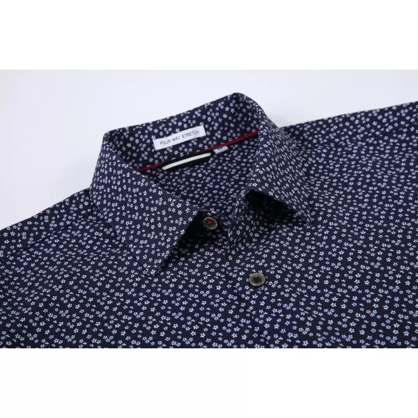 Alex Vando Mens Button Down Shirts Wrinkle Free 4-Way Stretch Print Business Casual Shirt