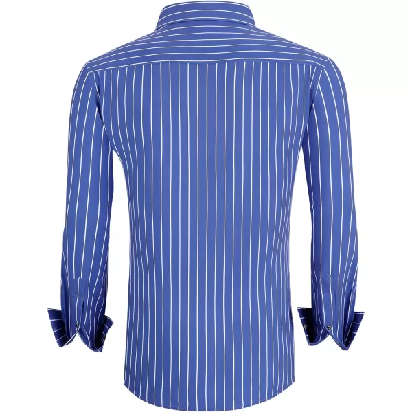 Alex Vando Mens Button Down Shirts Wrinkle Free 4-Way Stretch Print Business Casual Shirt