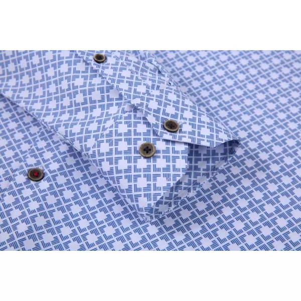 Alex Vando Mens Button Down Shirts Wrinkle Free 4-Way Stretch Print Business Casual Shirt