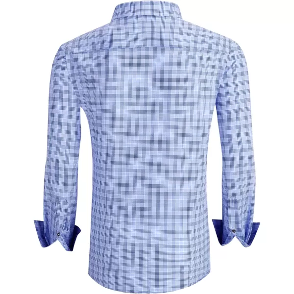 Alex Vando Mens Button Down Shirts Wrinkle Free 4-Way Stretch Print Business Casual Shirt