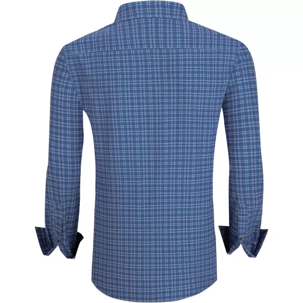 Alex Vando Mens Button Down Shirts Wrinkle Free 4-Way Stretch Print Business Casual Shirt