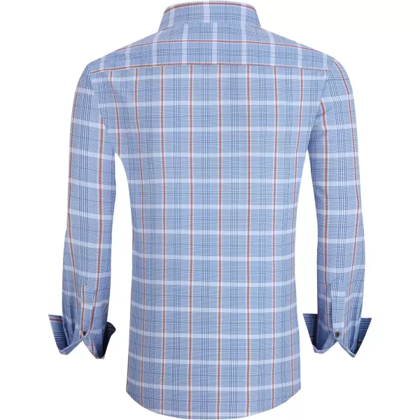 Alex Vando Mens Button Down Shirts Wrinkle Free 4-Way Stretch Print Business Casual Shirt