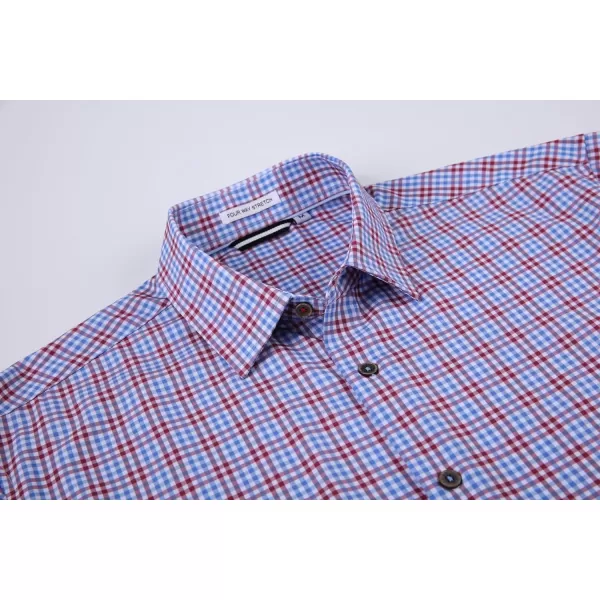 Alex Vando Mens Button Down Shirts Wrinkle Free 4-Way Stretch Print Business Casual Shirt