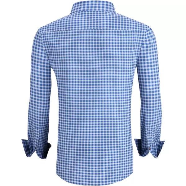 Alex Vando Mens Button Down Shirts Wrinkle Free 4-Way Stretch Print Business Casual Shirt