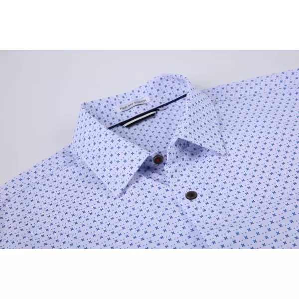 Alex Vando Mens Button Down Shirts Wrinkle Free 4-Way Stretch Print Business Casual Shirt