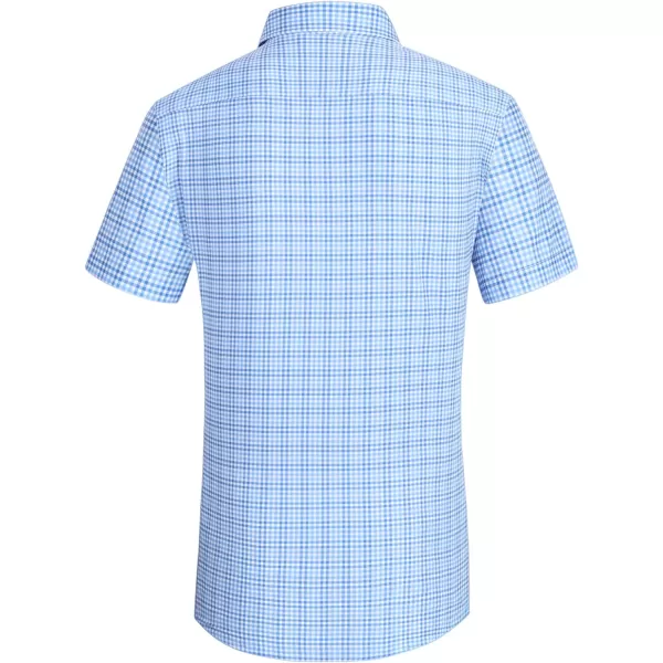 Alex Vando Mens Button Down Shirts Wrinkle Free 4-Way Stretch Short Sleeve Business Casual Shirt