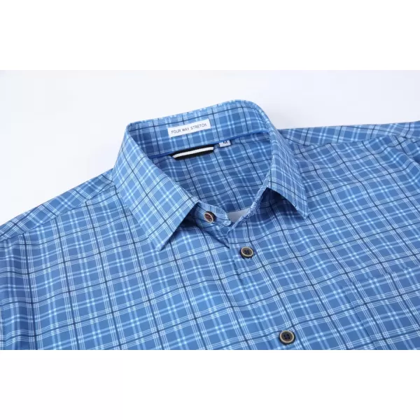 Alex Vando Mens Button Down Shirts Wrinkle Free 4-Way Stretch Short Sleeve Business Casual Shirt