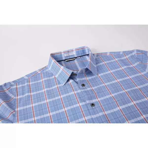 Alex Vando Mens Button Down Shirts Wrinkle Free 4-Way Stretch Short Sleeve Business Casual Shirt
