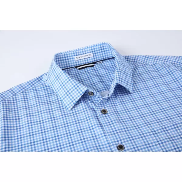 Alex Vando Mens Button Down Shirts Wrinkle Free 4-Way Stretch Short Sleeve Business Casual Shirt