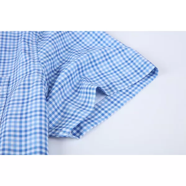 Alex Vando Mens Button Down Shirts Wrinkle Free 4-Way Stretch Short Sleeve Business Casual Shirt