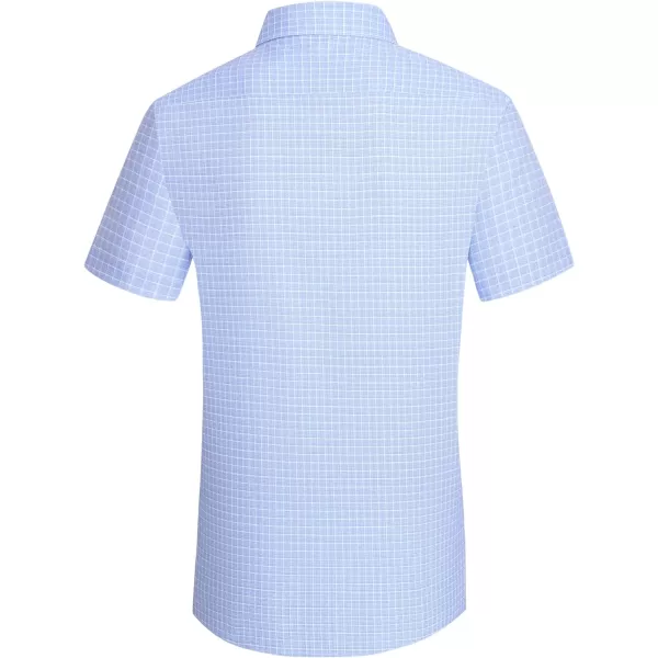 Alex Vando Mens Button Down Shirts Wrinkle Free 4-Way Stretch Short Sleeve Business Casual Shirt
