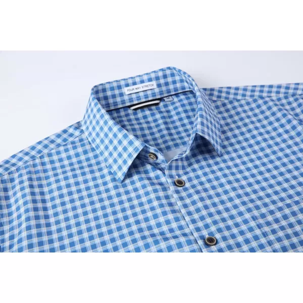 Alex Vando Mens Button Down Shirts Wrinkle Free 4-Way Stretch Short Sleeve Business Casual Shirt