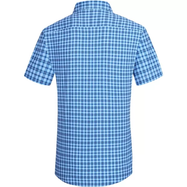 Alex Vando Mens Button Down Shirts Wrinkle Free 4-Way Stretch Short Sleeve Business Casual Shirt