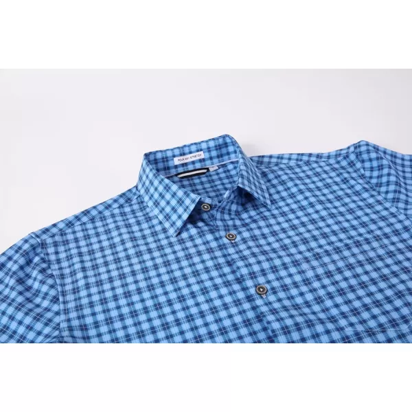 Alex Vando Mens Button Down Shirts Wrinkle Free 4-Way Stretch Short Sleeve Business Casual Shirt