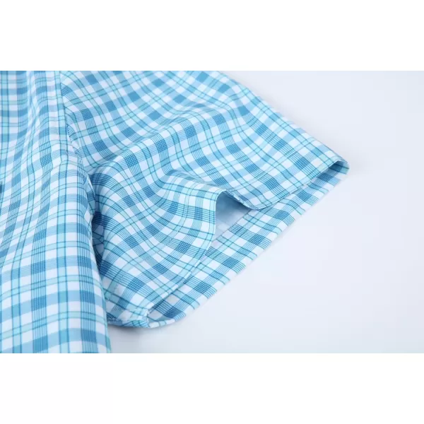 Alex Vando Mens Button Down Shirts Wrinkle Free 4-Way Stretch Short Sleeve Business Casual Shirt