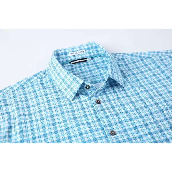 Alex Vando Mens Button Down Shirts Wrinkle Free 4-Way Stretch Short Sleeve Business Casual Shirt