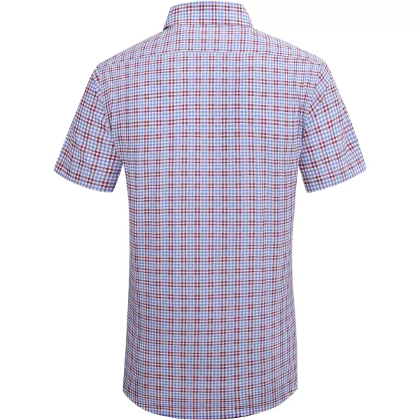 Alex Vando Mens Button Down Shirts Wrinkle Free 4-Way Stretch Short Sleeve Business Casual Shirt