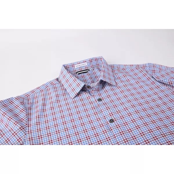 Alex Vando Mens Button Down Shirts Wrinkle Free 4-Way Stretch Short Sleeve Business Casual Shirt