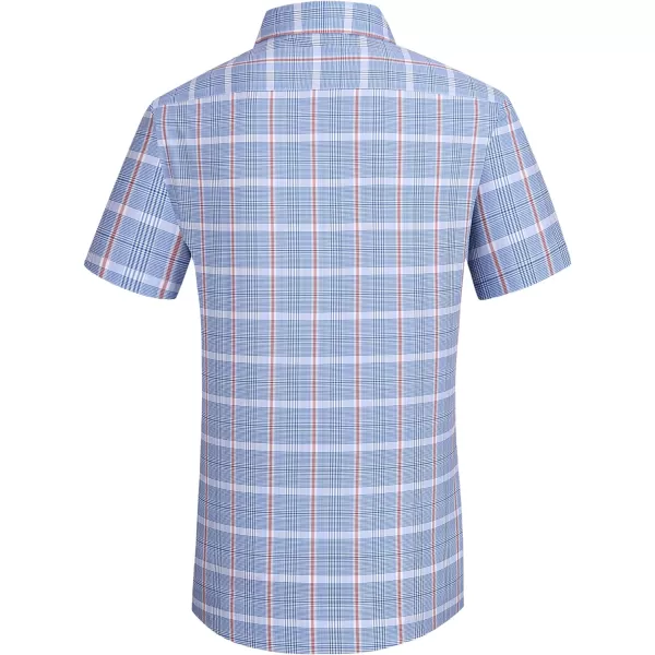 Alex Vando Mens Button Down Shirts Wrinkle Free 4-Way Stretch Short Sleeve Business Casual Shirt