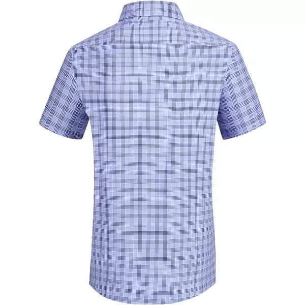 Alex Vando Mens Button Down Shirts Wrinkle Free 4-Way Stretch Short Sleeve Business Casual Shirt