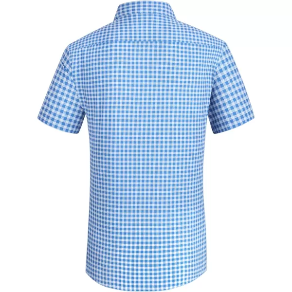 Alex Vando Mens Button Down Shirts Wrinkle Free 4-Way Stretch Short Sleeve Business Casual Shirt