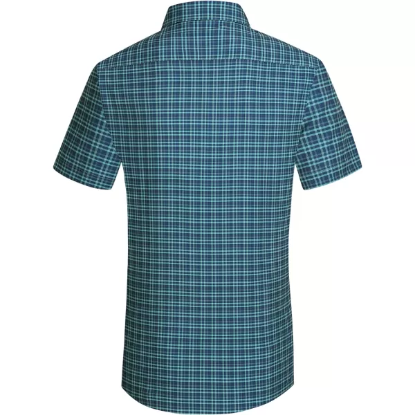 Alex Vando Mens Button Down Shirts Wrinkle Free 4-Way Stretch Short Sleeve Business Casual Shirt