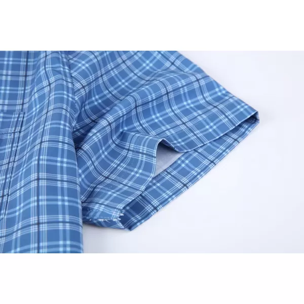 Alex Vando Mens Button Down Shirts Wrinkle Free 4-Way Stretch Short Sleeve Business Casual Shirt