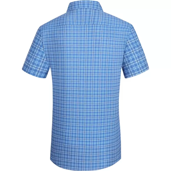 Alex Vando Mens Button Down Shirts Wrinkle Free 4-Way Stretch Short Sleeve Business Casual Shirt