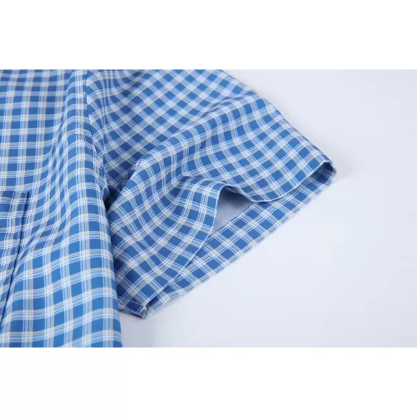 Alex Vando Mens Button Down Shirts Wrinkle Free 4-Way Stretch Short Sleeve Business Casual Shirt