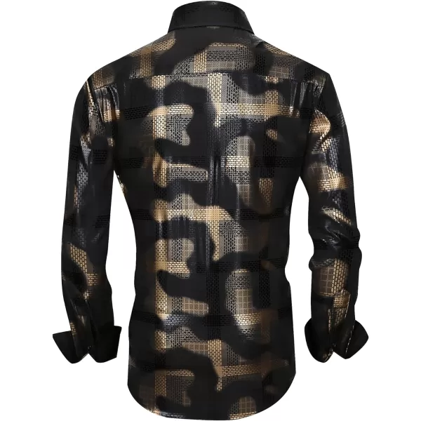 Alex Vando Mens Digital Printing Dress Shirts Iron-Free Regular Fit Party Button Down Shirt
