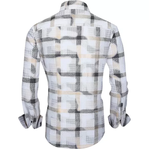 Alex Vando Mens Digital Printing Dress Shirts Iron-Free Regular Fit Party Button Down Shirt