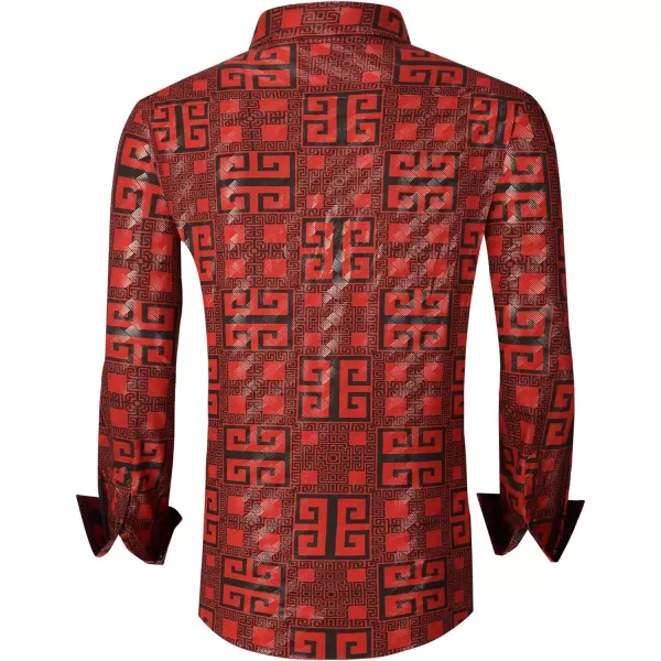 Alex Vando Mens Digital Printing Dress Shirts Iron-Free Regular Fit Party Button Down Shirt