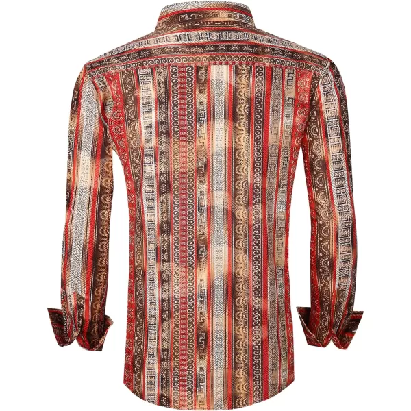 Alex Vando Mens Digital Printing Dress Shirts Iron-Free Regular Fit Party Button Down Shirt
