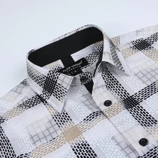 Alex Vando Mens Digital Printing Dress Shirts Iron-Free Regular Fit Party Button Down Shirt