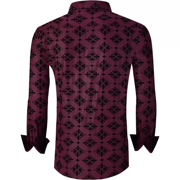 Alex Vando Mens Digital Printing Dress Shirts Iron-Free Regular Fit Party Button Down Shirt