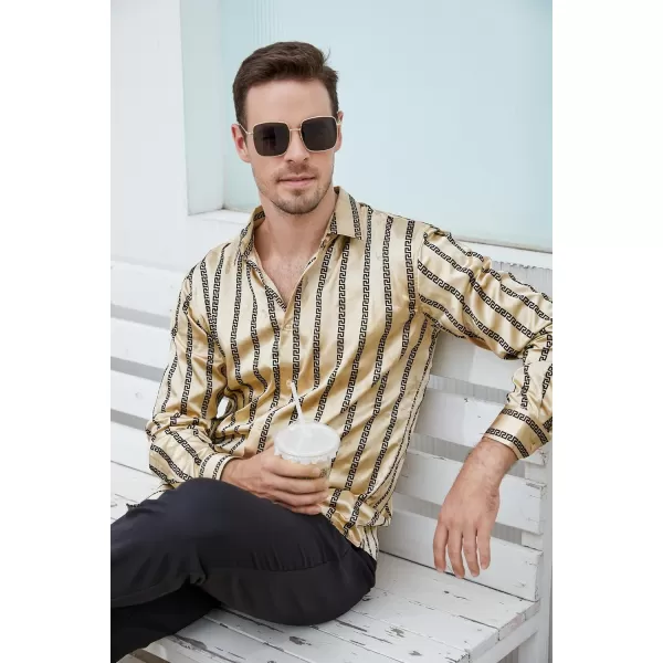 Alex Vando Mens Digital Printing Dress Shirts Iron-Free Regular Fit Party Button Down Shirt