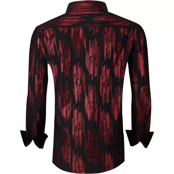 Alex Vando Mens Digital Printing Dress Shirts Iron-Free Regular Fit Party Button Down Shirt