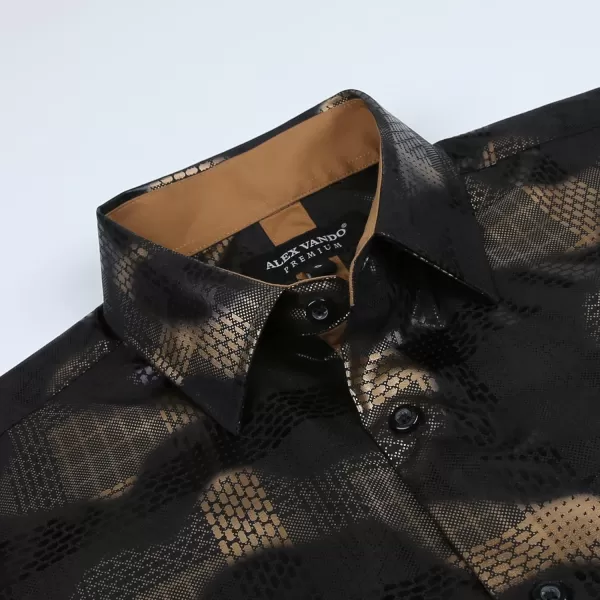 Alex Vando Mens Digital Printing Dress Shirts Iron-Free Regular Fit Party Button Down Shirt
