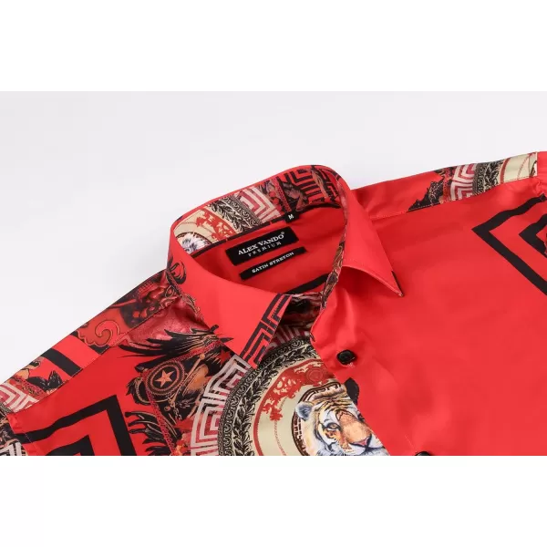 Alex Vando Mens Digital Printing Dress Shirts Iron-Free Regular Fit Party Button Down Shirt