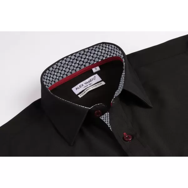Alex Vando Mens Dress Shirt Wrinkle Free Regular Fit 4-Way Stretch Button Down Shirts