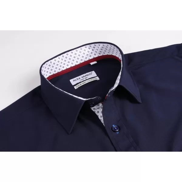 Alex Vando Mens Dress Shirt Wrinkle Free Regular Fit 4-Way Stretch Button Down Shirts