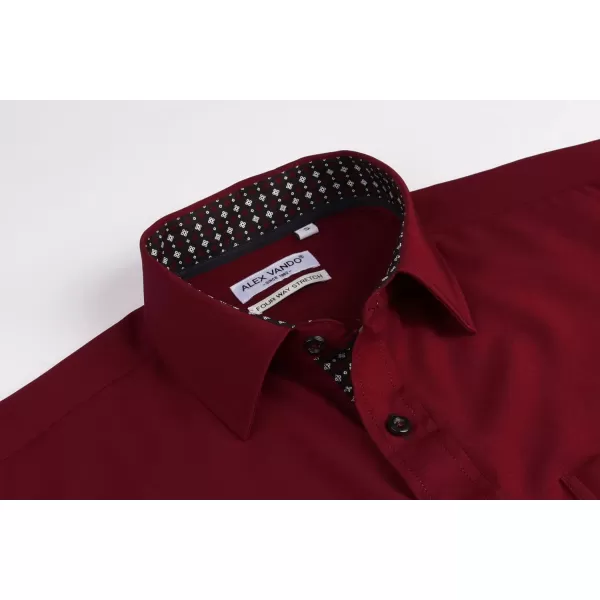 Alex Vando Mens Dress Shirt Wrinkle Free Regular Fit 4-Way Stretch Button Down Shirts