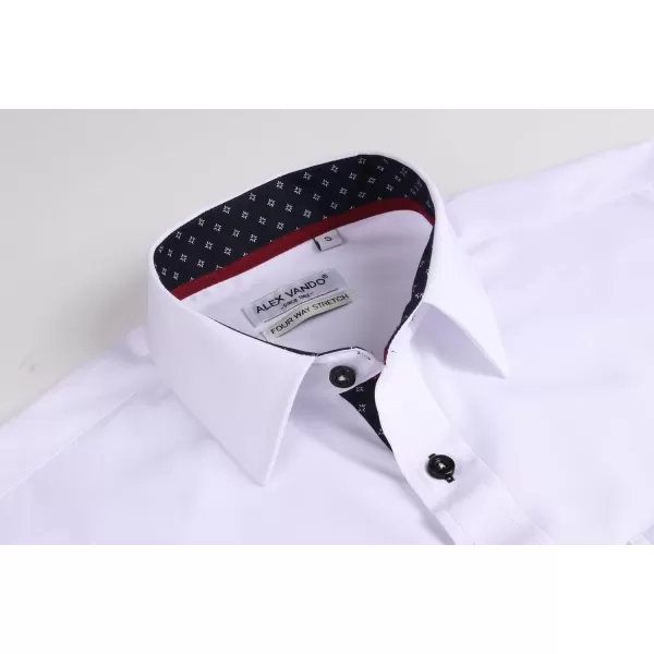 Alex Vando Mens Dress Shirt Wrinkle Free Regular Fit 4-Way Stretch Button Down Shirts