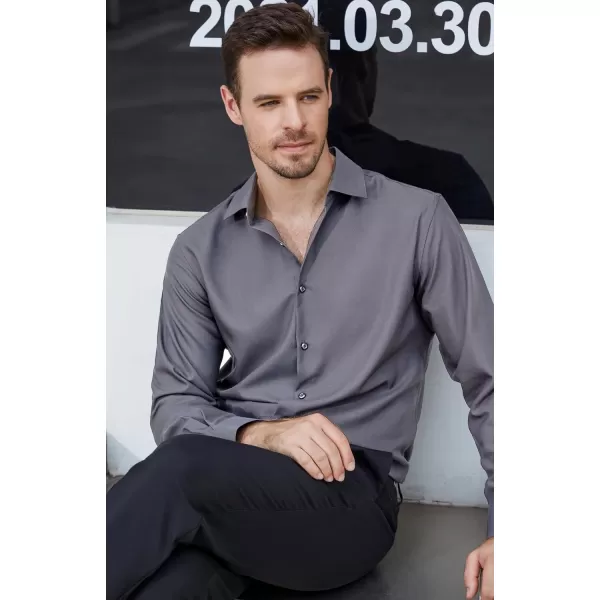 Alex Vando Mens Dress Shirts Stain-Resistant Long Sleeve Stretch Work Shirts for Men