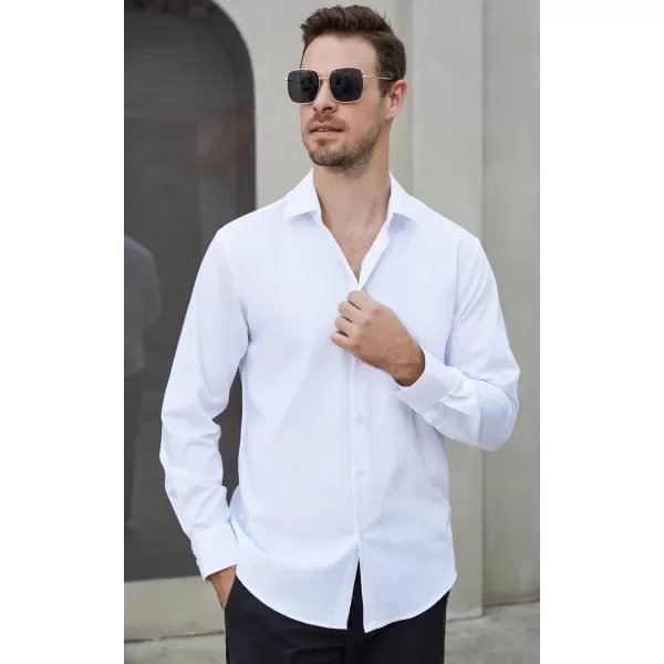 Alex Vando Mens Dress Shirts Stain-Resistant Long Sleeve Stretch Work Shirts for Men