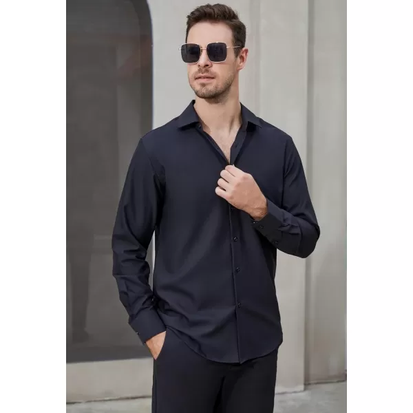 Alex Vando Mens Dress Shirts Stain-Resistant Long Sleeve Stretch Work Shirts for Men