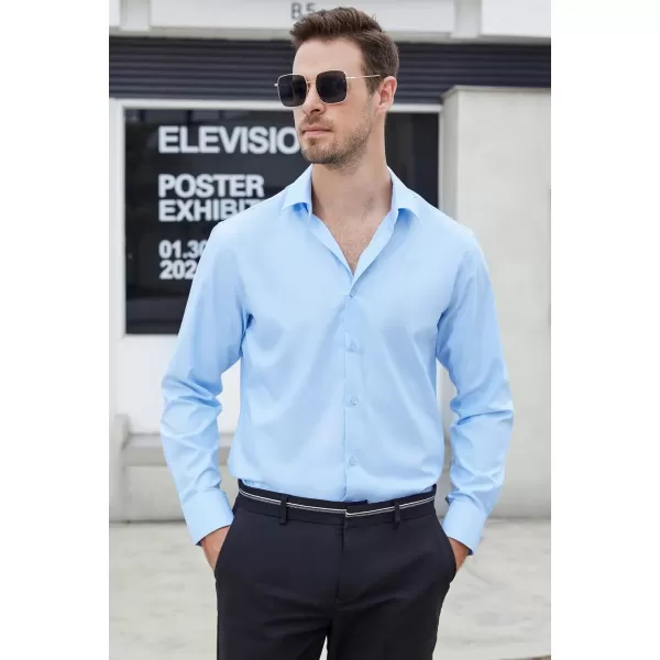 Alex Vando Mens Dress Shirts Stain-Resistant Long Sleeve Stretch Work Shirts for Men