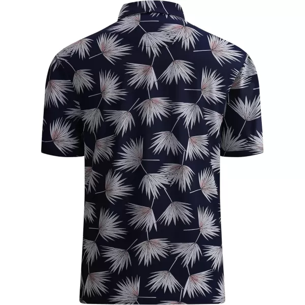Alex Vando Mens Golf Shirt Moisture Wicking Quick-Dry Print Performance Polo Shirts for Men